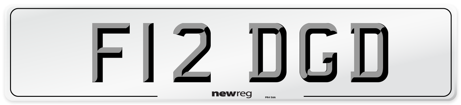 F12 DGD Number Plate from New Reg